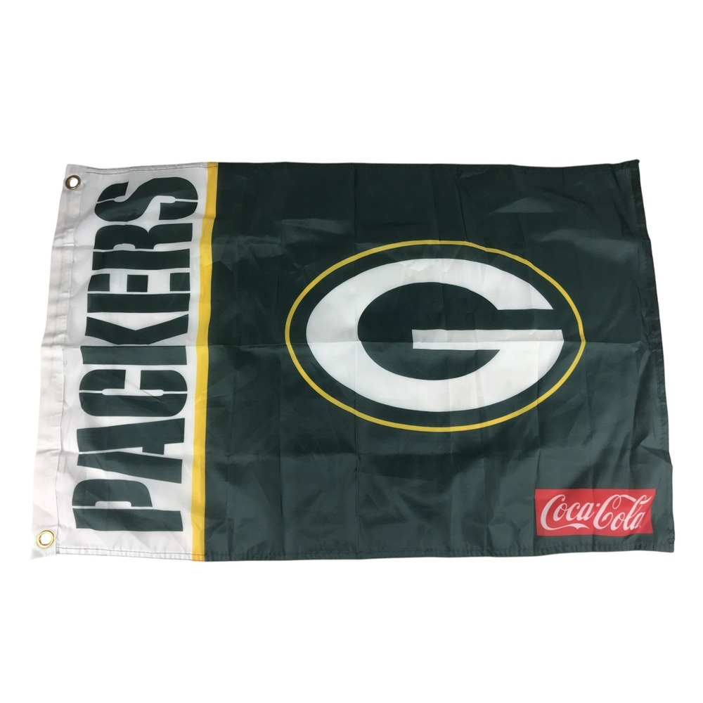 Green Bay Packers Coca-Cola Flag Banner NFL Football Decor‎ Collectible 31"x20"